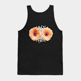 Pale Orange Gerbera Daisies and Stephanotis Tank Top